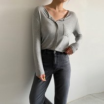 보들이 소프트 텐셀 루즈핏 포켓 긴팔 티