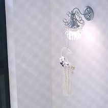 문에 걸어두면 예쁜 마크라메 장식_DIYSET 마크라메 드림캐쳐 만들기 [레시피포함 동영상], 아이보리(크러센트-실버도금)