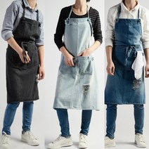 오가닉라이프 워싱 데님 앞치마 카페 바리스타 공방 예쁜, 워싱 데님 앞치마 (라이트블루)