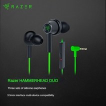 Razer-해머헤드 듀오 코어 인이어 게임용 스테레오 음악 스포츠 헤드셋 3.5mm 유선 버드 마이크 포함, 02 green, 01 green