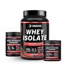 단백질 보충제 DMoose Whey Isolate Protein Powder I 26 g 5.1g BCAAS Gluten Free Helps Maintain Muscle Mass, Supp-wi-pw-eea-bundle