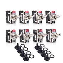 Toggle Switches 8 Pack 2 Pin ON Off SPST Car Rocker Toggle Switches 15A 250V 20A 125V Switch Metal B, 1
