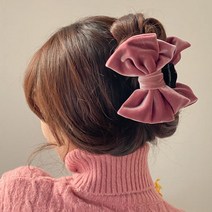 키메라제이 컬러 벨벳 왕리본 올림머리 헤어 집게핀 7color