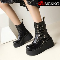 시크덩꼬 멀티 벨트 스터드 페이턴트 라이딩 통굽 워커힐 DK2356