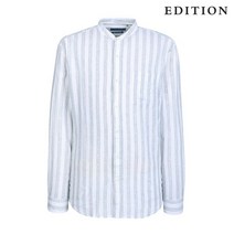 에디션 남성 그린 마혼방 스트라이프 차이나넥 셔츠