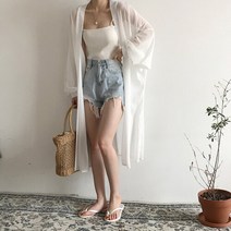 루즈핏 로브 롱가디건(L) 여성가디건 쉬폰