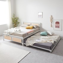 스킬디자인 2단 철제 슬라이딩 침대프레임 퀸 Q, 화이트