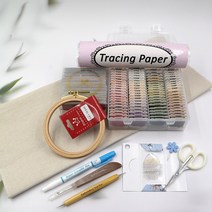 모모의공방/ 프랑스자수 비기닝세트-면사80+베리에이션사24색상/ 자수용원단 도안용먹지포함