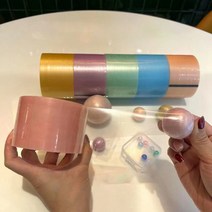 QDY 반짝반짝 마카롱 펄컬러 테이프볼 워터볼 말랑이 장난감 4.8CM 6롤세트, 3세트 총 18롤, 라이트그린