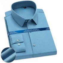 남성용 긴소매 신축성 실키 비철 드레스 셔츠 주머니 없는 포멀 오피스 스탠다드 핏 주름 골덴 캐주얼