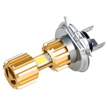 STK H4 Led 오토바이 헤드 라이트 12V 모토 전구 3400lm 슈퍼 밝은 흰색 램프, 80x49.5mm, 골든 실버, 알루미늄 합금, 1개