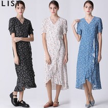 [리스트(LIST)] 로맨틱 플라워 러플 브이넥 원피스 (택가격 238000원)