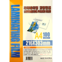 문구로드 국내산 기계코팅지 두꺼운 라미네이팅필름 A4100/150 A3100 1권100매, A4, 100
