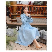 개화기 경성 스타일 사진 광고촬영 원피스 프렌치 스커트의 가을 겨울 복고풍 프렌치 소녀 라자수 첫사랑 스커트