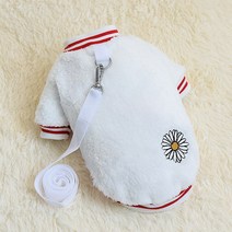 펫보스 강아지옷 데이지꽃 극세사 맨투맨, 화이트