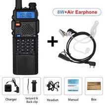 생활용 무전기 3800mAh 높은 전원 8W Baofeng UV5R 워키 토키 듀얼 디스플레이 밴드 휴대용 UHF VHF BFUV5R, 3800mAh 8W Air Ear+호주 표준