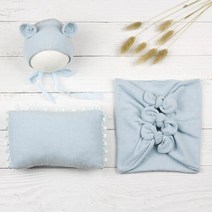 낮잠이불 사계절 일체형3pcs 세트 신생아 사진 촬영 포장 곰 모자 베개 의상 스튜디오 소품 소년 소녀 의류, 04 D
