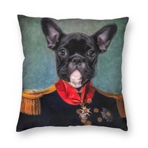 강아지마약방석 개모차 무중력 쿠션럭셔리 Pug 개 초상화 쿠션 커버 소파 폴리 에스터 리갈 애완 동물 빈티, 17 17_03 30x30cm 12x12in