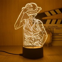 원피스 3D LED 나이트 라이트 애니메이션 루피 조로 니코 해적선 테이블 램프 데스크탑 장식 크리스마스 생일 선물, 18CM Warm white, 01 1