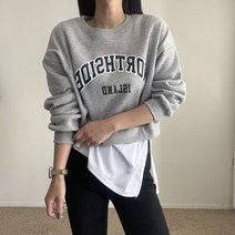에이치스 국산 심플로고 가벼운 기모 세미크롭 데일리 맨투맨