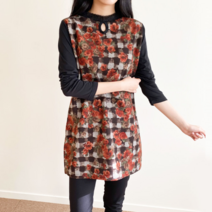 오렌지 장미 기모 롱 블라우스 겨울 가을 반 폴라 여성 미시 중년 40대 50대 엄마옷 티셔츠 부드러운 따뜻한 몸매커버 뱃살커버 라인