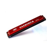 카쥬 KAZOO 카주 초보자를 위한 전문 24 홀 하모니카 입 금속 오르간 악기 하프 하모니움 블루스 클럽, 빨간