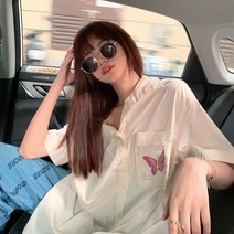 블루반팔셔츠 나비 표본 SHOWAMIU 텅위자 하나키란 계열 PVC 엠보싱 포켓 2608948302