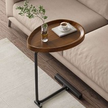 미니티테이블 보조 원형 빈티지 협탁 원목 세라믹, 금 + 호두나무/45x30x62