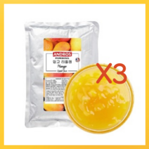 앤드로스 망고 리플잼 1kg 대용량 잼 / 마카롱 크로와상 크로플 베이킹 요거트 아이스크림 토핑 잼 에이드 스무디 카페 음료 베이스, 3개