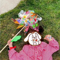 대형 바람개비 만들기 세트 DIY 재료 미술 정원 공예 제작 플라스틱 야외 정원용 공원 30cm