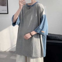 남자여름상의 학생반팔티셔츠 남자티셔츠 데일리티 여름 상의 배색 반팔티 투톤 데일리룩 (올핀)_1972EA