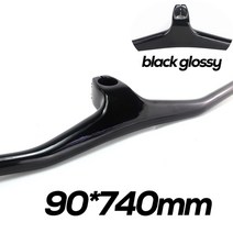 일체형 핸들바 손잡이교체 카본 로드자전거 드롭바 통합 자전거 라이저- 도 티타늄 나사가 있는 원 모양 블랙 매트, 검은 광택 90x740