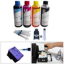 캐논 삼성 HP LG프린터 사용 리필잉크셋트 (잉크4색400ML+주사기4개+잉크석션기) 잉크충전으로 유지비용 절감, J2160W용 (충전잉크4색+주사기4개+석션기), 1개
