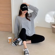 여자 심플 레이어드 루즈핏 U넥 쇄골 예뻐보이는 긴팔티
