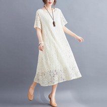 베리위시 국내배송 릴라 라운드 레이스 롱원피스 반팔원피스 빅사이즈여성 여름원피스