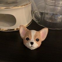 치와와 강아지 석고방향제+리필오일 5ml 차량용방향제 인테리어소품 답례품 선물, 코튼블라썸, 블랙