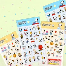 Peanuts 스누피 PET 스티커 2종 데코스티커 꾸미기 데코용, 블루