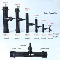PVDF 1/4 1 1.5 2 벤츄리 이젝터로 오존과 물을 혼합하고 역류 방지 밸브가 내장되어 있습니다., 01 Black A12057