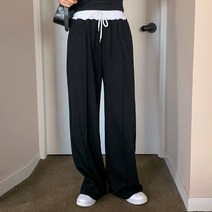 여성 빅사이즈 특양면 와이드 배색트레이닝팬츠 츄리닝바지루즈핏빅사이즈 PN0035데일리 루즈핏 오버핏