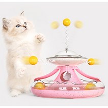 펫콕 고양이 턴테이블 트랙볼 먹이퍼즐 장난감, 핑크 2