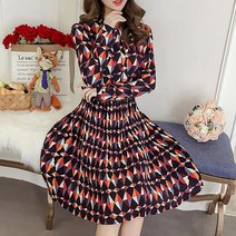 다이아 체크 쉬폰 원피스 화사한 스타일 결혼식 하객