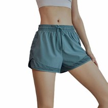 허리끈 트레이닝 반바지 운동 쇼트 바지 피트니스 팬츠 스포츠팬츠 루즈핏 노출방지 속건반바지 포켓있는 페이크레이어드 반바지 신축허리벨트 팬츠 여성 여름 얇은 통기 요가 러닝운동반바지
