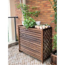 원목 에어컨실외기덮개 에어컨실외기커버, 작은 격자 (내경 길이 80x너비 32x높이 70 cm