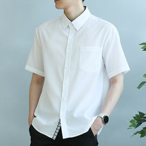 블루포스 남성용 스덴쉽 반팔 남방 오버핏 링클프리 카라 셔츠 커플룩 단체복