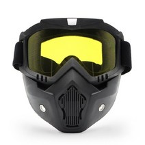 스키헬멧 Men Women Ski Snowboard Mask Snowmobile Skiing Goggles Windproof Motorcycle Face Glasses Safety, [04] Yellow lens