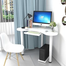 코너 테이블 삼각형 ㄱ자 좁은 소형 책상 컴퓨터 원룸, 티크 상판 블랙 다리 키보드 홀더 없음