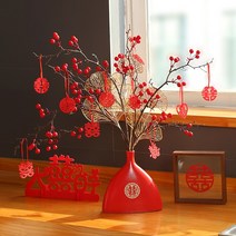 인테리어 도자기 이케바나화병 미니꽃병 유리화병, 06. 결혼기념일 레드 字자 꽃병 세트