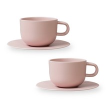 보울보울 볼볼홈파티 커피잔 350ml 2p + 소서 2p, 파우더핑크+파우더핑크, 1세트