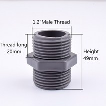 PVC 배관자재 강관파이프 게이트밸브 수도배관자재 1-10pcs 1/2 quot-2quot 수나사 커넥터 파이프 어댑터 정원 관개 급수 피팅 배관 액세서리, [01] 1pc, [04] 1.2 Inch Grey