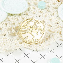 크랩서플라이 고양이 야옹이 프리미엄 스탬프 손잡이 포함 실링왁스 실링스탬프, A-02. 웅크린 야옹이 얼룩이